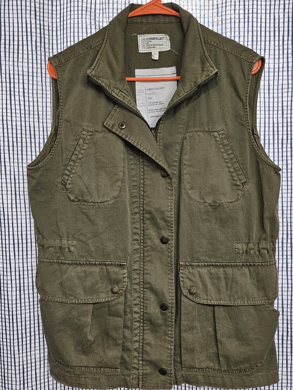 Current/Elliott The Leisure Vest Olive Military Utility Jacket Size 1 Small 4393